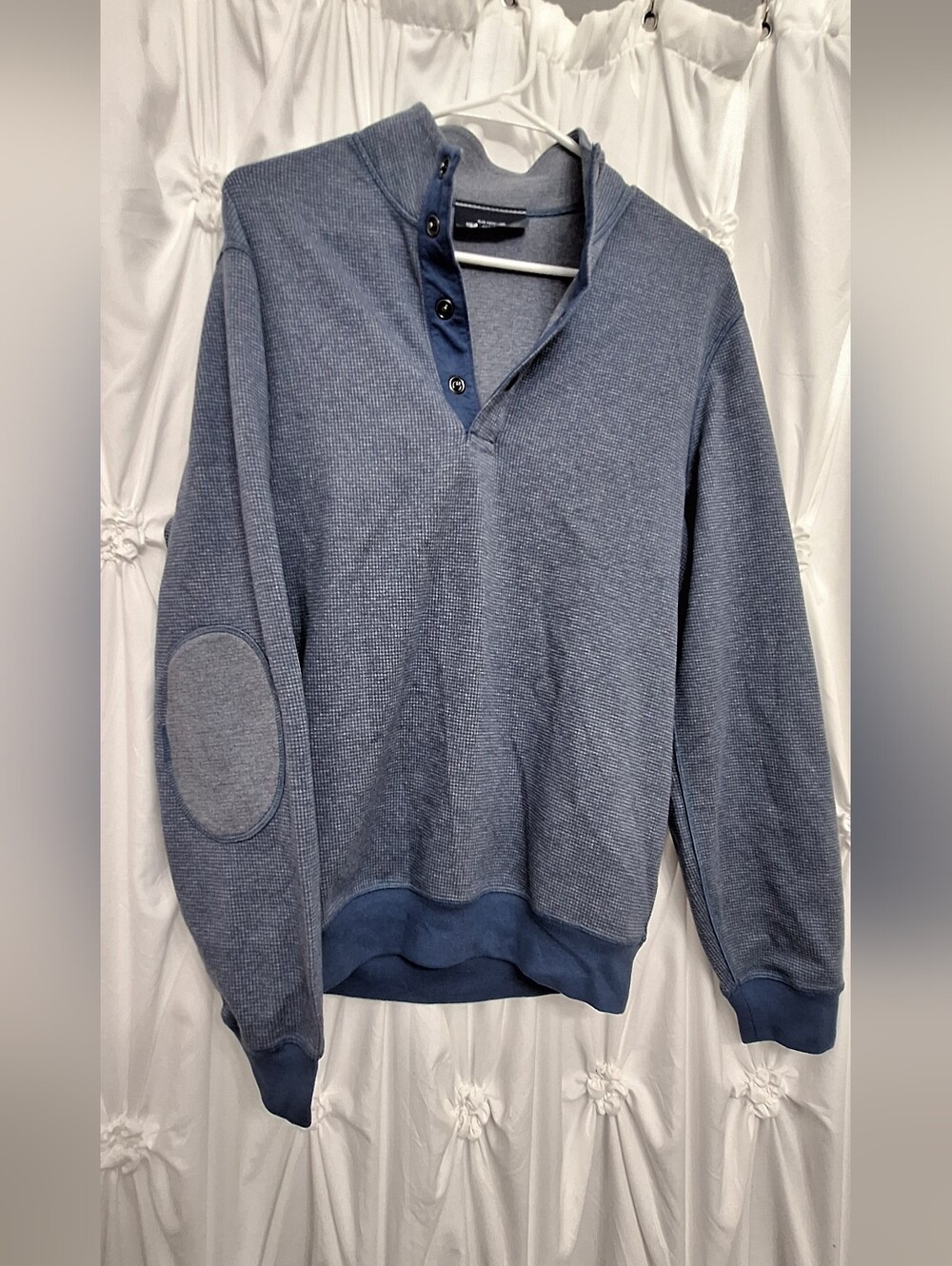 Cremieux Men's Slate Blue Snap-Placket Knit Sweater